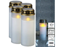 PEARL Grab-Schmuck-Leuchten:4er Set Große LED Grablichter Mit Dämmerungssensor, Weiß, 21cm