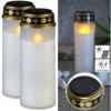PEARL Grabkerzen LED Solar:2er-Set Große Solar-LED-Grablichter Mit Dauerlicht, Weiß