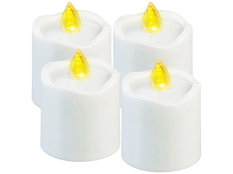 PEARL LED-Kerzen Friedhof:4er-Set Flackernde LED-Grablicht-Kerzen, Leuchtet Tag & Nacht, Weiß 4 PEARL LED-Kerzen Friedhof:4er-Set Flackernde LED-Grablicht-Kerzen, Leuchtet Tag & Nacht, Weiß – Bild 2