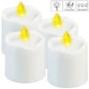 PEARL LED-Kerzen Friedhof:4er-Set Flackernde LED-Grablicht-Kerzen, Leuchtet Tag & Nacht, Weiß