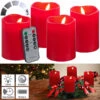 Britesta Kerzen Mit Fernbedienung:4er-Set Flackernde LED-Adventskerzen Mit Fernbedienung, Dimmbar, Rot -Lunartec Shop zx6247 10