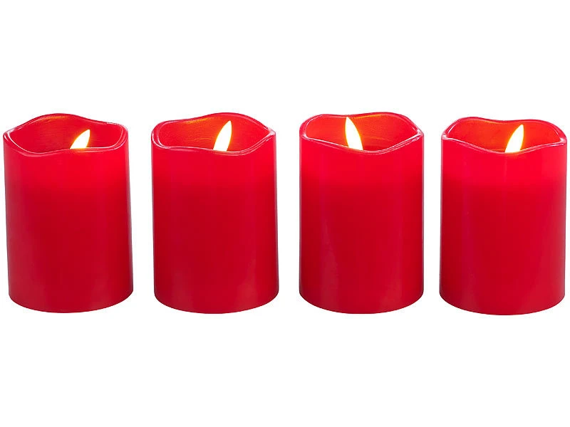 Britesta Kerzen Mit Fernbedienung:4er-Set Flackernde LED-Adventskerzen Mit Fernbedienung, Dimmbar, Rot 11 Britesta Kerzen Mit Fernbedienung:4er-Set Flackernde LED-Adventskerzen Mit Fernbedienung, Dimmbar, Rot – Bild 9