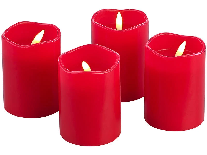 Britesta Kerzen Mit Fernbedienung:4er-Set Flackernde LED-Adventskerzen Mit Fernbedienung, Dimmbar, Rot 9 Britesta Kerzen Mit Fernbedienung:4er-Set Flackernde LED-Adventskerzen Mit Fernbedienung, Dimmbar, Rot – Bild 7