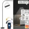 Luminea Home Control WLAN Stehlampe:Smarte WLAN-Stehleuchte, CCT-LEDs, Schwanenhals, Dimmbar, App, Schwarz -Lunartec Shop zx7128 16