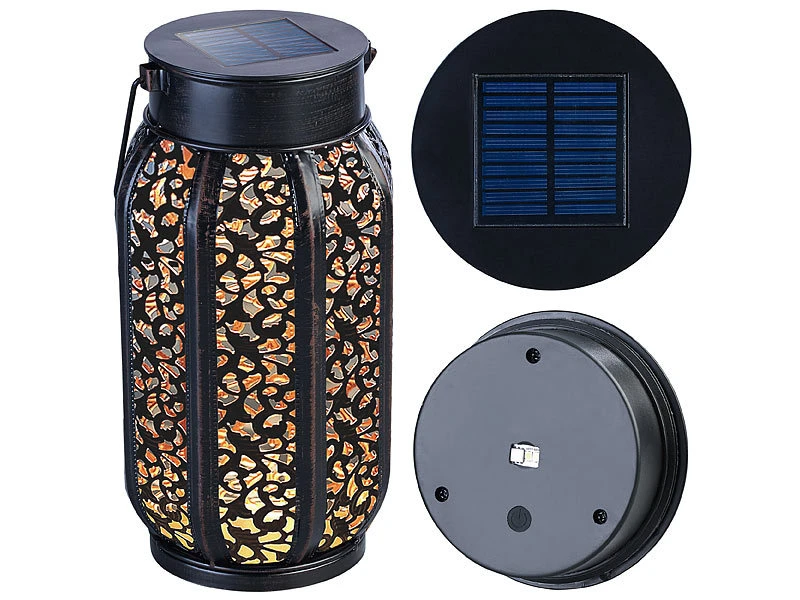 Lunartec Solarwindlichter:Smarte Solar-Laterne Aus Metall Mit RGB-CCT-LEDs, App, 2er-Set 6 Lunartec Solarwindlichter:Smarte Solar-Laterne Aus Metall Mit RGB-CCT-LEDs, App, 2er-Set – Bild 4