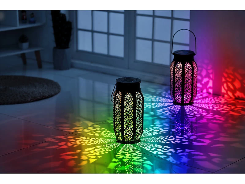 Lunartec Solarwindlichter:Smarte Solar-Laterne Aus Metall Mit RGB-CCT-LEDs, App, 2er-Set 9 Lunartec Solarwindlichter:Smarte Solar-Laterne Aus Metall Mit RGB-CCT-LEDs, App, 2er-Set – Bild 7