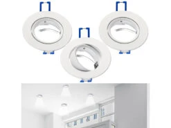 Luminea Einbaulampen-Rahmen:3er-Set Alu-Einbaustrahler-Rahmen, Weiß, Inkl. WLAN-LED-Spots -Lunartec Shop zx7223 6 1