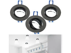 Luminea Einbaufassung:3er-Set Alu-Einbaustrahler-Rahmen, Schwarz, Inkl. ZigBee-LED-Spots 26 Luminea Einbaufassung:3er-Set Alu-Einbaustrahler-Rahmen, Schwarz, Inkl. ZigBee-LED-Spots -Lunartec Shop zx7224 6 3