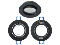 Luminea LED Einbaurahmen:6er-Set Alu-Einbaustrahler-Rahmen, Schwarz, Inklusive LED-Spots -Lunartec Shop zx7224 7