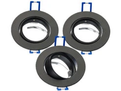 Luminea Einbauleuchten-Fassung:3er-Set Alu-Einbaustrahler-Rahmen, Schwarz, Inkl. WLAN-LED-Spots -Lunartec Shop zx7224 9 1