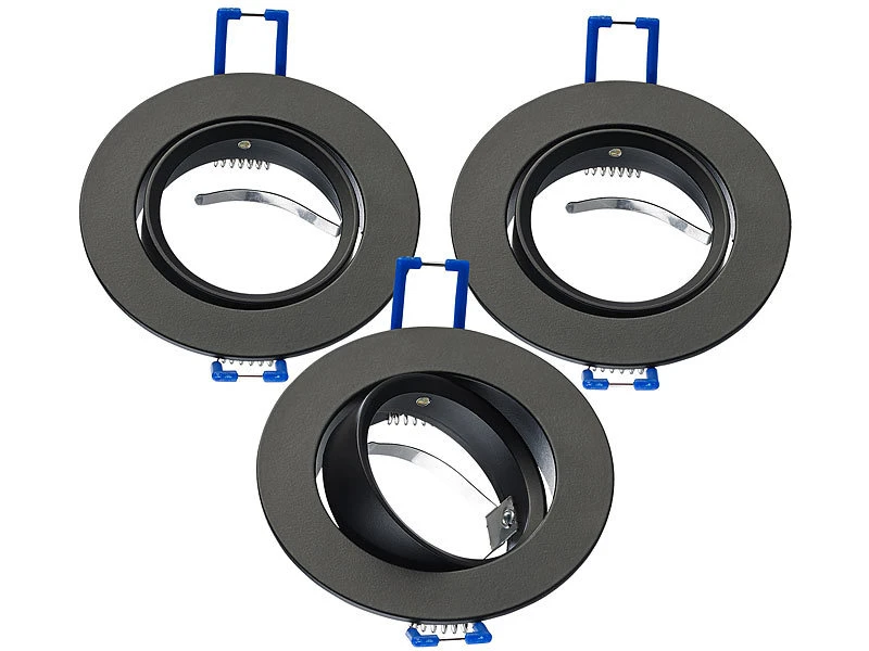 Luminea Einbaufassung:3er-Set Alu-Einbaustrahler-Rahmen, Schwarz, Inkl. ZigBee-LED-Spots 13 Luminea Einbaufassung:3er-Set Alu-Einbaustrahler-Rahmen, Schwarz, Inkl. ZigBee-LED-Spots – Bild 11