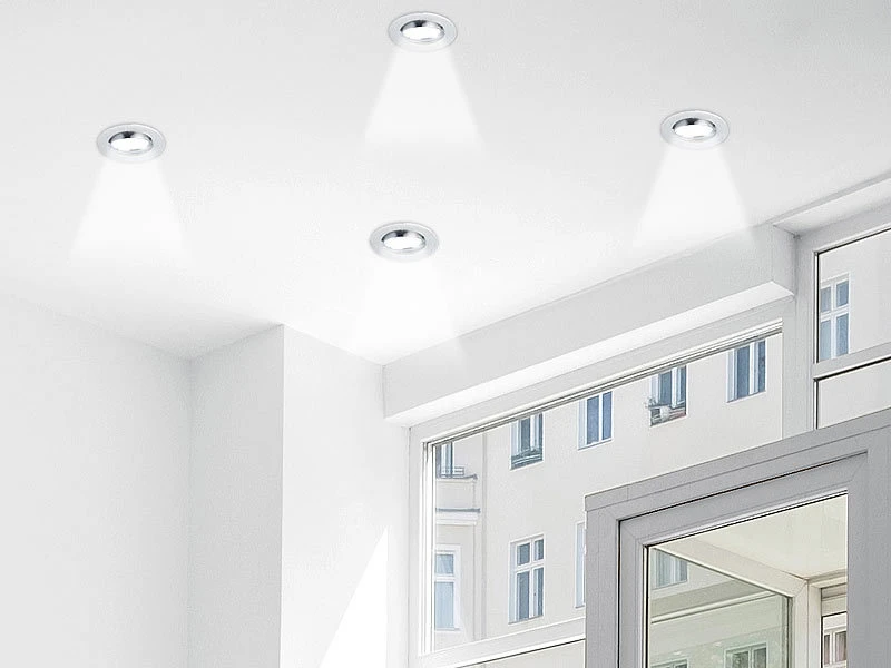 Luminea Einbauleuchten-Fassungen:12er-Set Einbaustrahler-Rahmen, Einstellbarer Abstrahlwinkel, Alu 11 Luminea Einbauleuchten-Fassungen:12er-Set Einbaustrahler-Rahmen, Einstellbarer Abstrahlwinkel, Alu – Bild 9