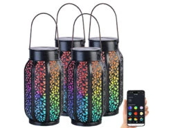Lunartec Solartischleuchte:Smarte Solar-Laterne Aus Metall Mit RGB-CCT-LEDs, App, 4er-Set 14 Lunartec Solartischleuchte:Smarte Solar-Laterne Aus Metall Mit RGB-CCT-LEDs, App, 4er-Set -Lunartec Shop zx7244 19