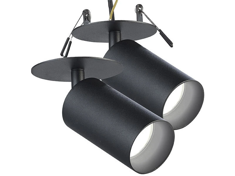 Luminea Spot:2er-Set Schwenkbare Wand- Und Deckenspots Mit GU10-Fassung, Schwarz 3 Luminea Spot:2er-Set Schwenkbare Wand- Und Deckenspots Mit GU10-Fassung, Schwarz