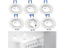 Luminea Einbauspot-Fassung:6er-Set Einbaustrahler-Rahmen, Einstellbarer Abstrahlwinkel, Weiß