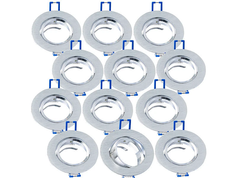 Luminea Einbauleuchten-Fassungen:12er-Set Einbaustrahler-Rahmen, Einstellbarer Abstrahlwinkel, Alu 4 Luminea Einbauleuchten-Fassungen:12er-Set Einbaustrahler-Rahmen, Einstellbarer Abstrahlwinkel, Alu – Bild 2