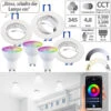 Luminea Fassung Einbaustrahler:3er-Set LED-Spots GU10 Mit Alu-Einbaurahmen, RGB-CCT, 4,8W, Für ZigBee