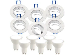 Luminea GU10 Leuchtmittel LED:6er-Set Alu-Einbaustrahler-Rahmen, Weiß, Inklusive LED-Spots -Lunartec Shop zx7301 12