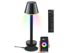 Lunartec Tischlampe Balkontisch:Smarte Outdoor-Tischlampe, RGB-CCT-LEDs, App, Inkl. Fernbedienung -Lunartec Shop zx7313 26
