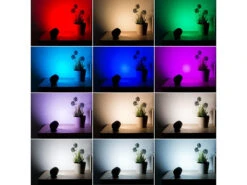 Luminea Home Control WiFi-LED-Lampe:4er-Set WLAN-Stimmungsleuchten, RGB-CCT-LEDs, 210lm, 2,2W, USB,schwarz -Lunartec Shop zx8270 7 1