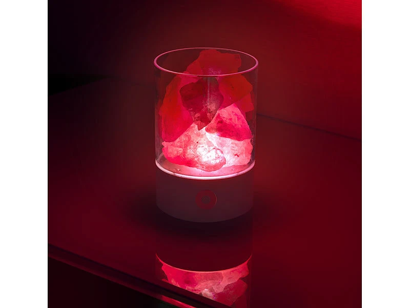 Lunartec Salzlampe:RGB-LED-Tischleuchte Mit Natürlichen Salzkristallen, 7 Farben, USB, 3W 12 Lunartec Salzlampe:RGB-LED-Tischleuchte Mit Natürlichen Salzkristallen, 7 Farben, USB, 3W – Bild 10